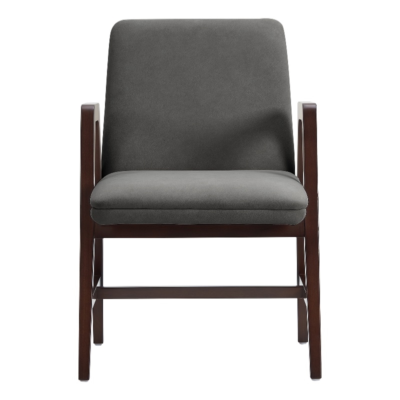 Stella Modern Wood Velvet Armchair in Graphite