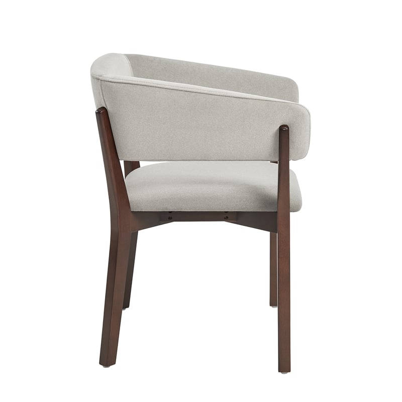 Blake Modern Wood Faux Mohair Armchair in Greige