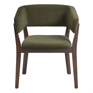 Blake Modern Wood Faux Mohair Armchair in Green