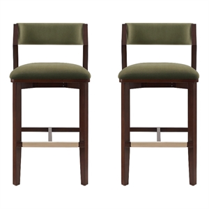 Patricia Modern Wood Upholstered Barstool in Turtle Green - Set of 2