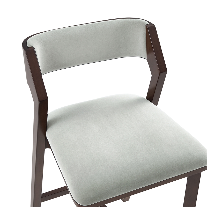 Patricia Modern Wood Upholstered Barstool in White Glacier - Set of 2