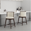 Evalyn Modern Wood Upholstered Counter Stool in Cream - Set of 2