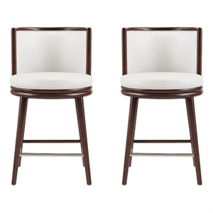 Evalyn Modern Wood Upholstered Counter Stool in White - Set of 2