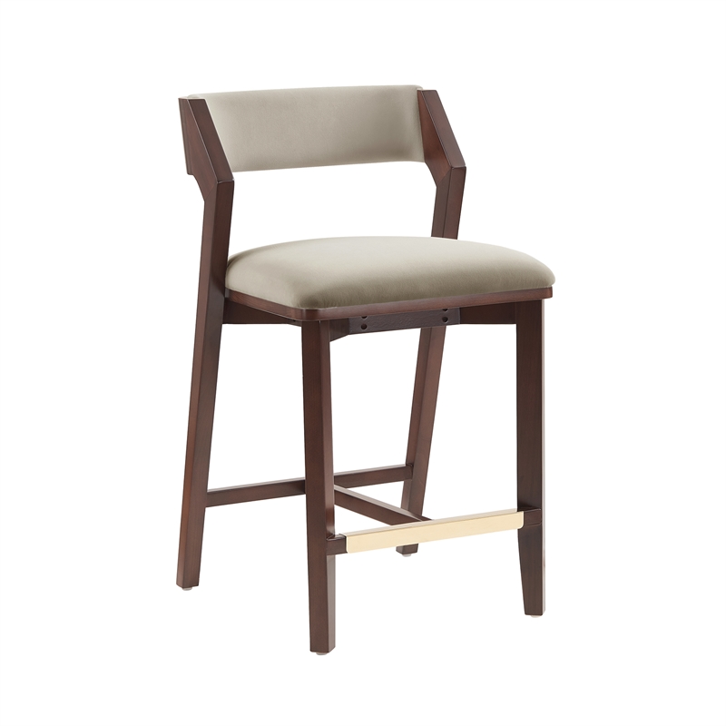 Patricia Modern Wood Upholstered Counter Stool in Linen - Set of 2