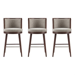 Evalyn Modern Wood Upholstered Barstool in Dove - Set of 3