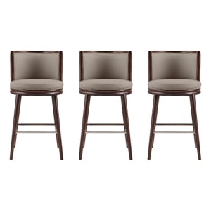 Evalyn Modern Wood Upholstered Barstool in Taupe - Set of 3