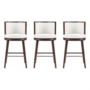 Evalyn Modern Wood Upholstered Barstool in White - Set of 3