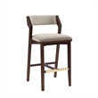 Patricia Modern Wood Upholstered Barstool in Linen - Set of 3