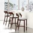 Patricia Modern Wood Upholstered Barstool in White Glacier - Set of 3