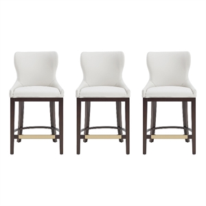 Blair Modern Wood Upholstered Counter Stool in White - Set of 3
