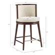 Evalyn Modern Wood Upholstered Counter Stool in Cream - Set of 3