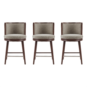 Evalyn Modern Wood Upholstered Counter Stool in Dove - Set of 3