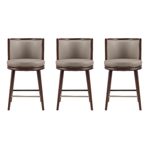 Evalyn Modern Wood Upholstered Counter Stool in Taupe - Set of 3