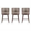 Evalyn Modern Wood Upholstered Counter Stool in Taupe - Set of 3