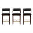 Patricia Modern Wood Upholstered Counter Stool in Black - Set of 3