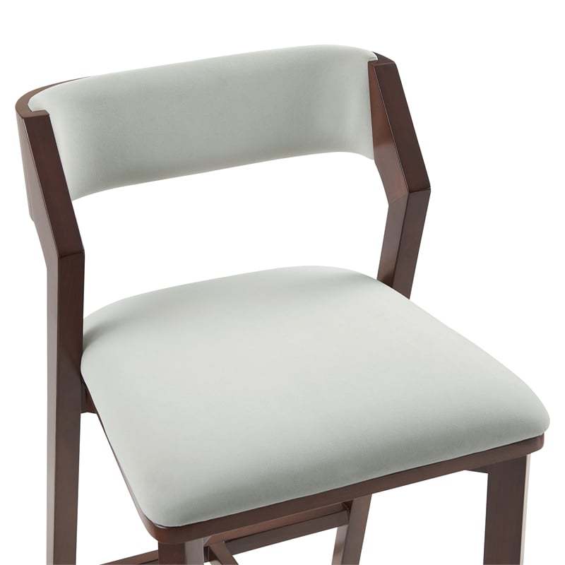 Patricia Modern Wood Upholstered Counter Stool in White Glacier - Set of 3