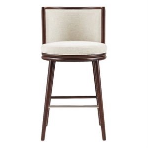 Evalyn Modern Wood Upholstered Barstool in Cream