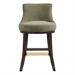 Lucia Modern Wood Chenille Counter Stool in Leaf Green