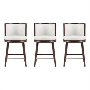 Evalyn Modern Wood Upholstered Counter Stool in White - Set of 3