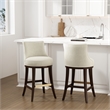 Lucia Modern Wood Upholstered Chenille Barstool in Natural - Set of 2