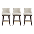Lucia Modern Wood Upholstered Chenille Barstool in Natural - Set of 3
