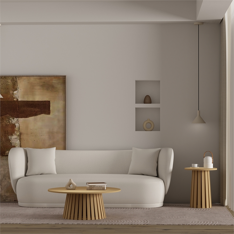 Layla Scandinavian Modern 2-Piece Coffee Table & End Table Set in Light Oak