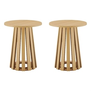 Layla Scandinavian Modern End Table in Light Oak - Set of 2