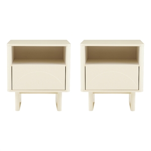 Ella Modern 20&quot Nightstand in Cream (1-Drawer) - Set of 2