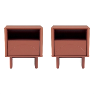 Ella Modern 20&quot Nightstand in Terracotta (1-Drawer) - Set of 2
