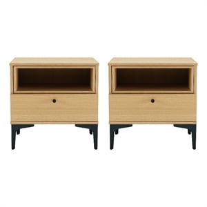 Amara Modern 20&quot Nightstand in Light Oak (1-Drawer) - Set of 2