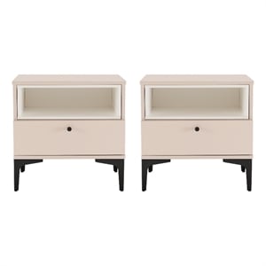 Amara Modern 20&quot Nightstand in Pale Rose and White (1-Drawer) - Set of 2
