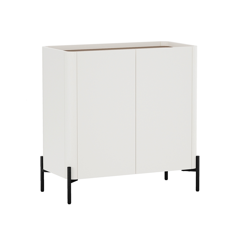 Abbey Modern 2-Piece Accent Storage Cabinets in Maple and Off White