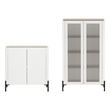 Abbey Modern 2-Piece Accent Storage Cabinets in Maple and Off White