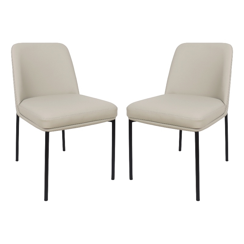 Loft Contemporary Vegan Leather Metal Side Chair in Stone Gray - Set of 2