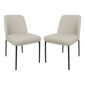 Loft Contemporary Vegan Leather Metal Side Chair in Stone Gray - Set of 2