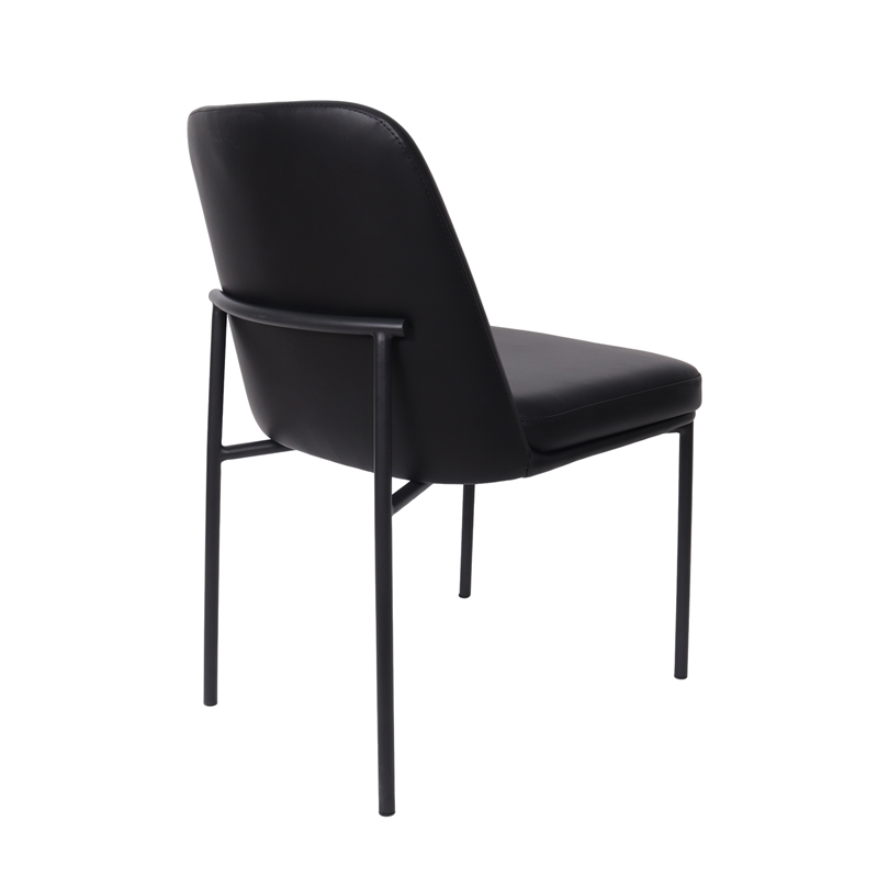 Loft Contemporary Vegan Leather Metal Side Chair in Black - Set of 2