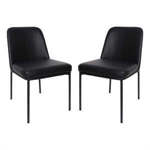 Loft Contemporary Vegan Leather Metal Side Chair in Black - Set of 2