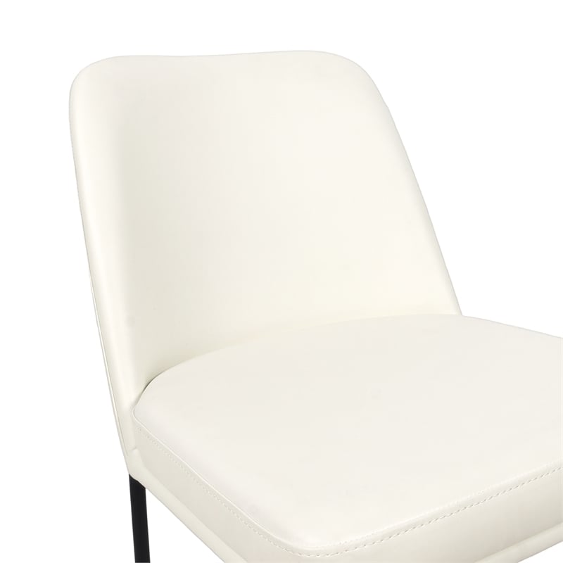 Loft Contemporary Vegan Leather Metal Side Chair in Ivory - Set of 2