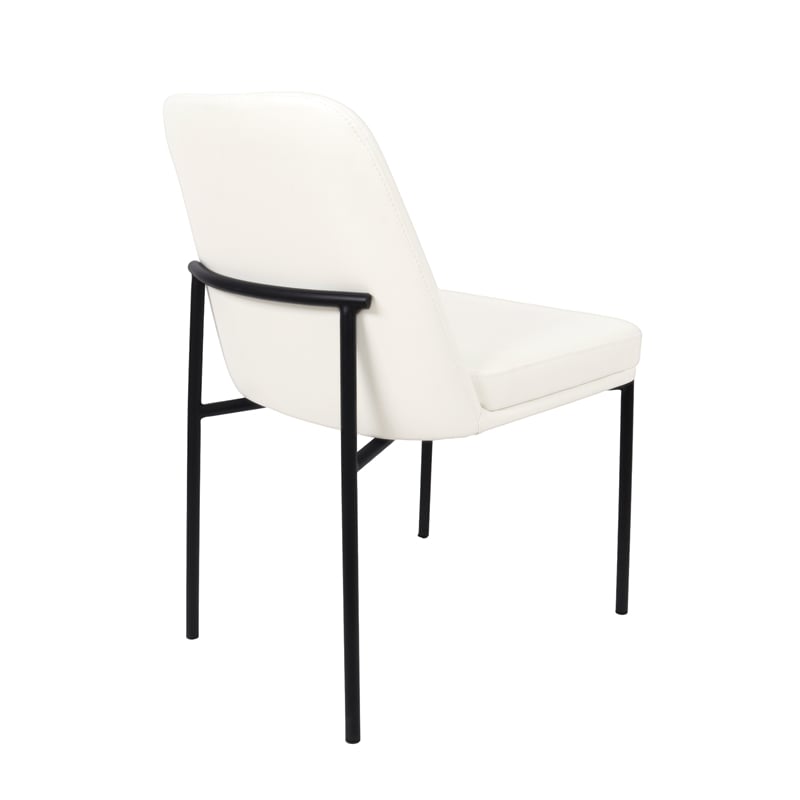 Loft Contemporary Vegan Leather Metal Side Chair in Ivory - Set of 2