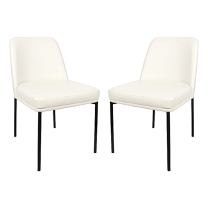 Loft Contemporary Vegan Leather Metal Side Chair in Ivory - Set of 2