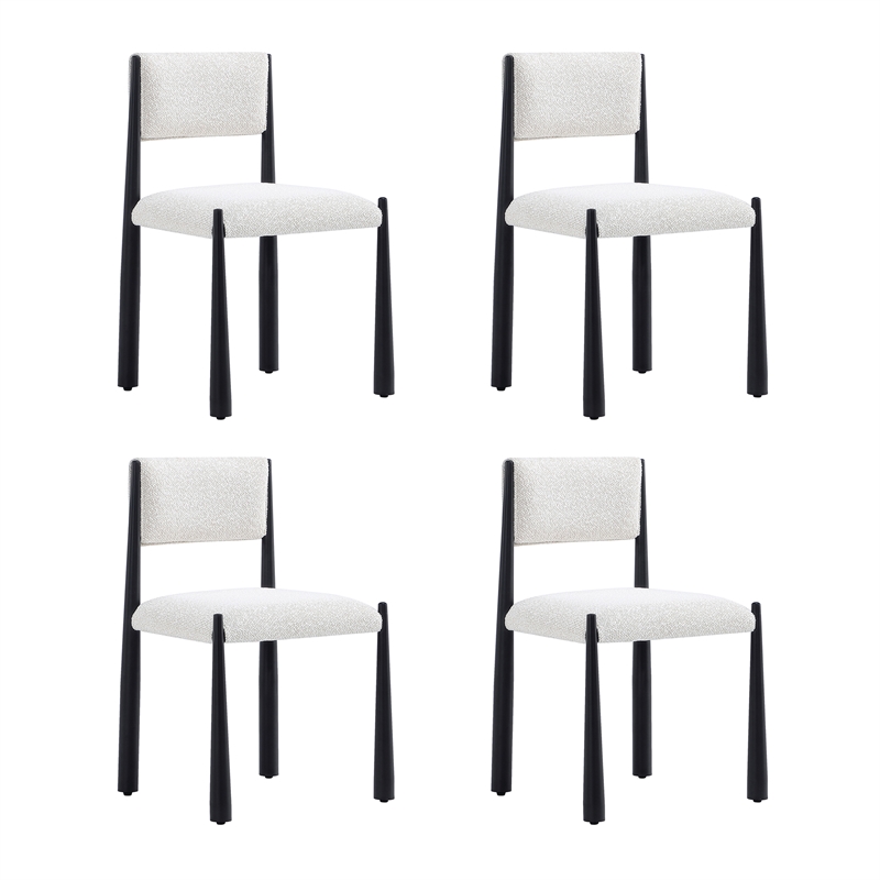 Lennor Mid-Century Modern Boucle Metal Side Chair in Cream - Set of 2