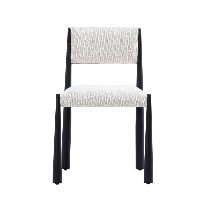 Lennor Mid-Century Modern Boucle Metal Side Chair in Cream - Set of 2
