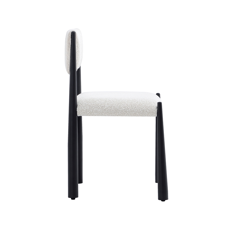 Lennor Mid-Century Modern Boucle Metal Side Chair in Cream - Set of 2