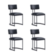 Juno Contemporary Modern Vegan Leather Metal Side Chair in Black - Set of 2