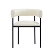 Onda Contemporary Vegan Leather Metal Dining Chair in Ivory