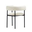 Onda Contemporary Vegan Leather Metal Dining Chair in Ivory