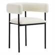Onda Contemporary Vegan Leather Metal Dining Chair in Ivory
