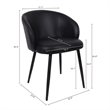 Looma Contemporary Modern Vegan Leather Metal Side Chair in Black - Set of 2