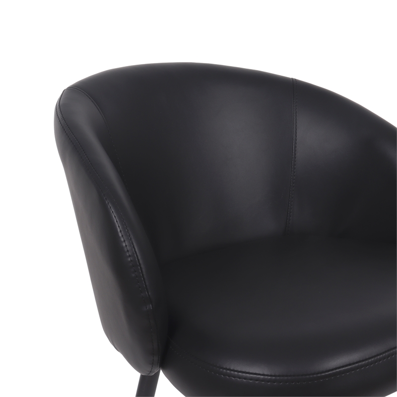 Looma Contemporary Modern Vegan Leather Metal Side Chair in Black - Set of 2