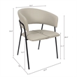 Slate Contemporary Modern Vegan Leather Metal Armchair in Stone Gray - Set of 2